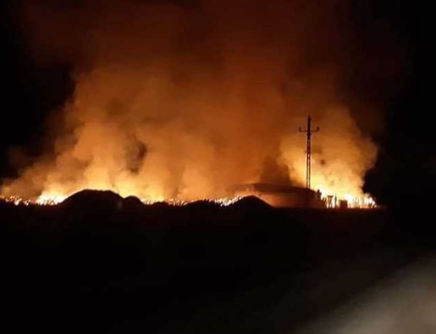 حريق بإحدى شركات الاستثمار الزراعي في شرق العوينات (صور)