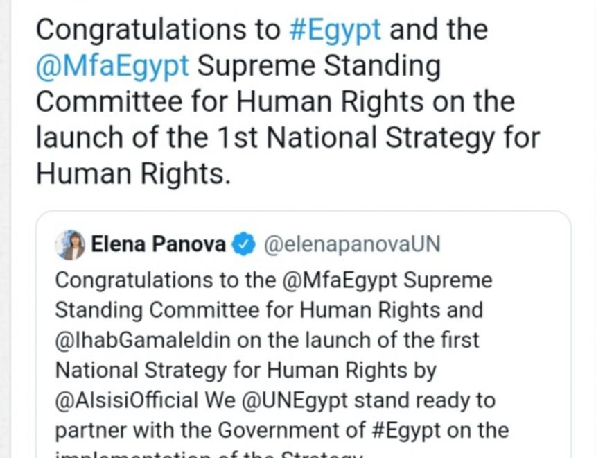 الأمم المتحدة تهنئ مصر لإطلاق الإستراتيجيه الأولى لحقوق الإنسان