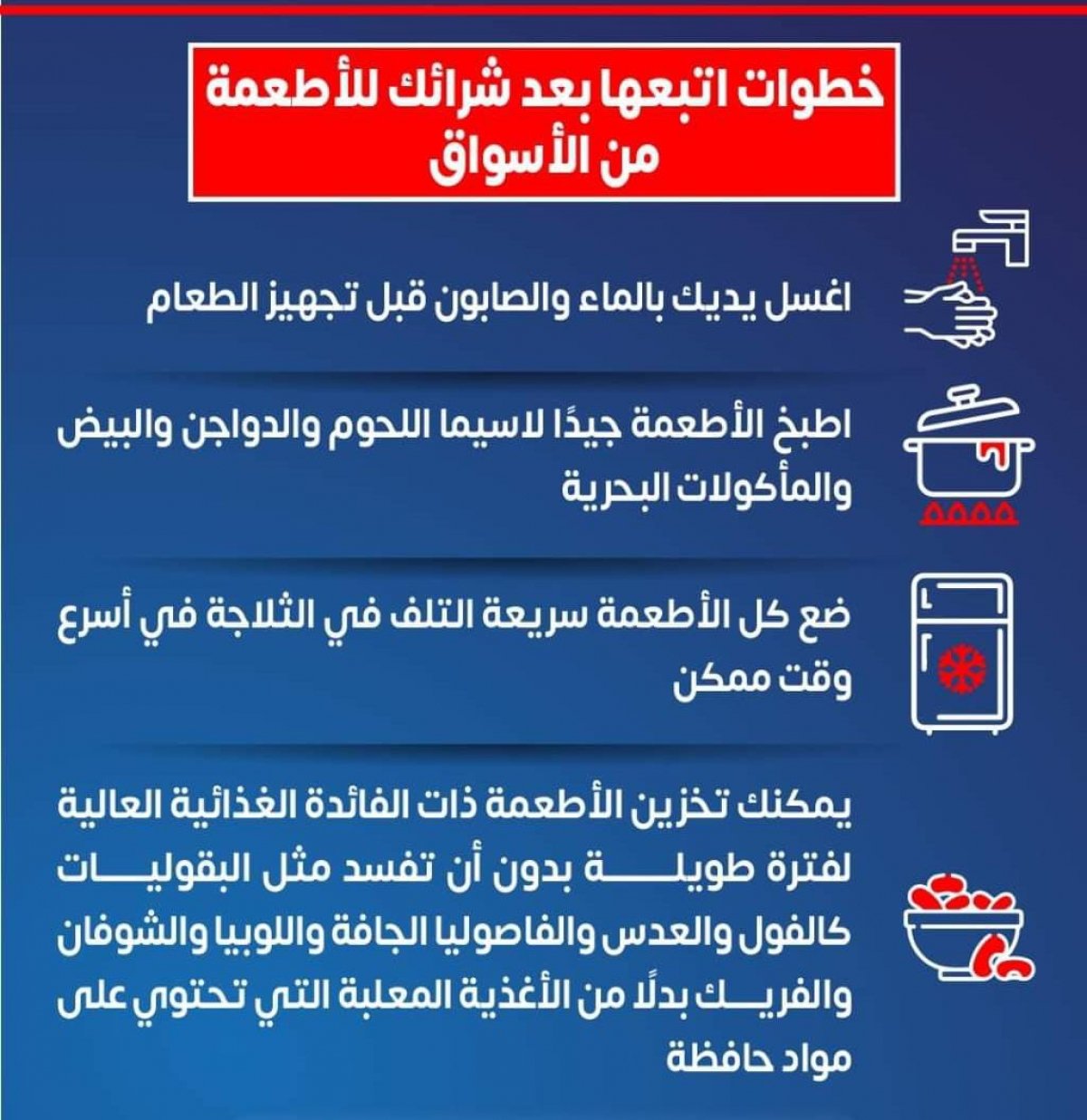 خطوات اتبعها بعد شرائك للأطعمة من الأسواق