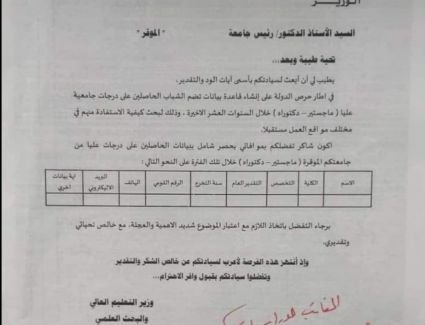 وزير التعليم العالي : نبحث في كيفية الإستفادة من خريجي الدراسات العليا