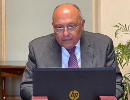 سامح شكري يجري محادثات مع وزير خارجية جنوب السودان.