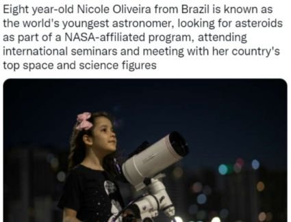 أصغر فلكية في العالم صاحبة الثمانية سنوات تكتشف ١٨ كويكباً