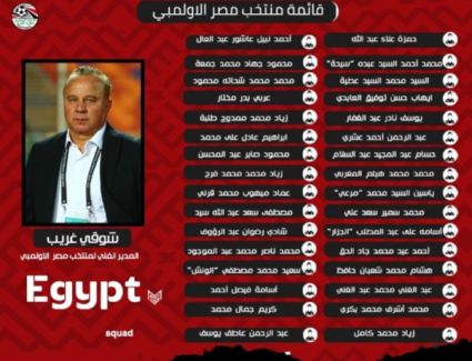 شوقي غريب يعلن قائمة المنتخب الأوليمبي استعداداً لبطولة شمال إفريقيا
