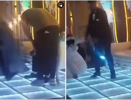 عريس كفر صقر يثير غضب المتابعين.. ضرب العروسة ووقعها في القاعة